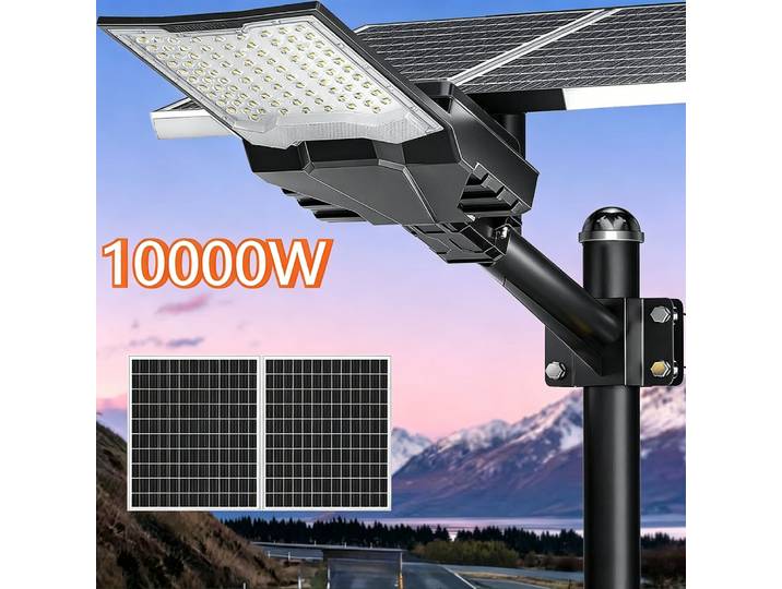 Lampes solaires de rue extérieures 40000 mAh, projecteurs de sécurité solaires haute puissance, éclairage de parking, du crépuscule à l'aube pour l'éclairage extérieur