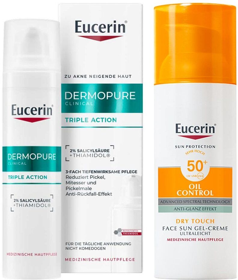 Eucerin Dermopure 3-Action Creme & Sun Oil Control Face LSF50+ 1Set