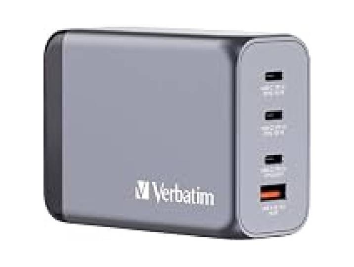 Verbatim GaN Charger 240 W, 4 Ports USB-C Ladegerät, Power Adapter mit 3 x USB-C 1 x USB-A, Schnellladegerät ALS Mehrfachstecker, für Apple MacBook, Notebook, iPad, iPhone, Samsung