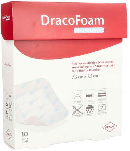 Dracofoam Infekt haft sensitiv Wundauf.7,5x7,5 cm