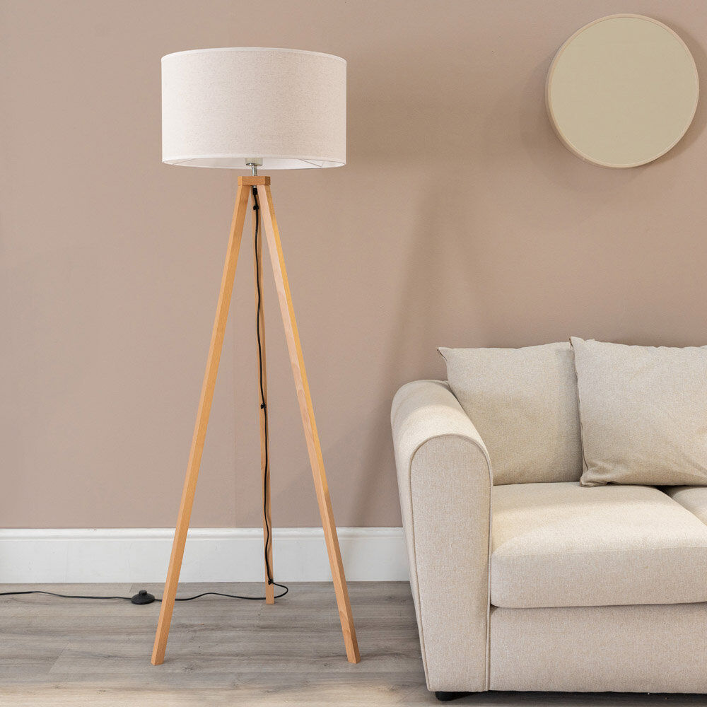 World Menagerie Hannibal 151cm Tripod Floor Lamp Natural/Natural 151cm H X 45cm W X 45cm D
