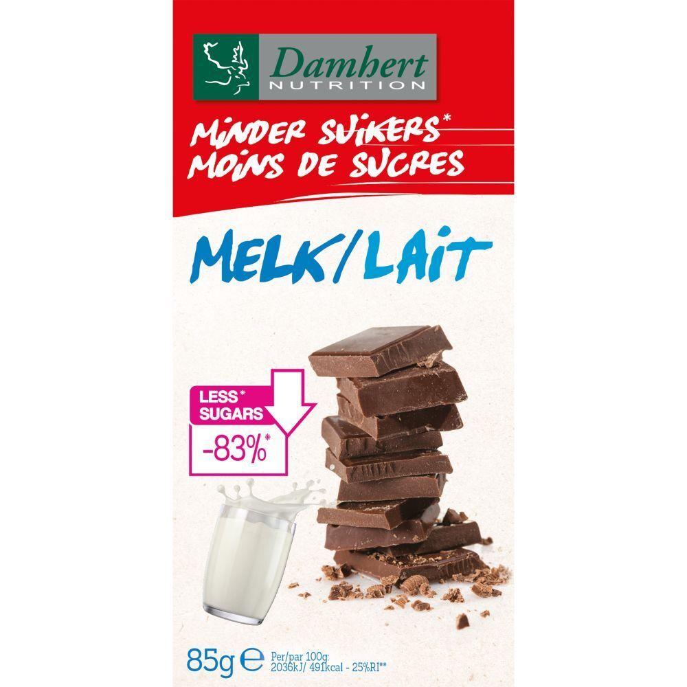 Damhert Melkchocolade Zonder Suiker 85 g Schokolade
