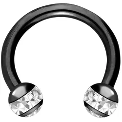 Chirurgenstahl Hufeisenring EPOXY-RING-KUGELN + KRISTALLE