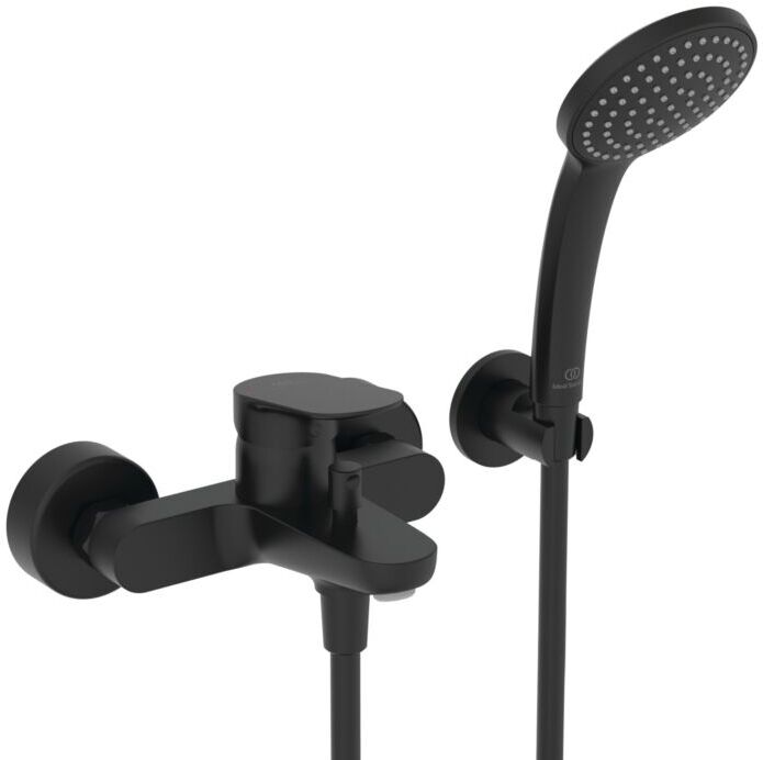 Ideal Standard O Badewannenarmatur BE115XG Ausladung 156mm, mit Handbrause-Set, silk black