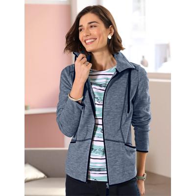 Fleecejacke CLASSIC BASICS, Damen, Gr. 46, blau (jeansblau, meliert), 100% Polyester, meliert, Jacken Fleecejacke