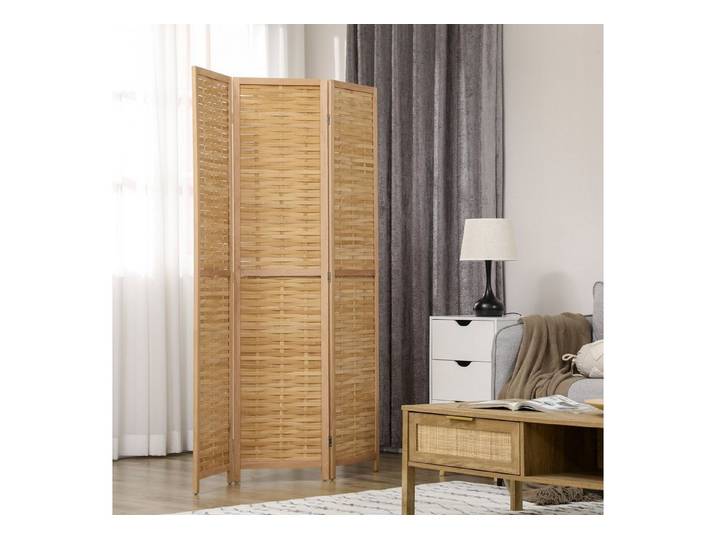 HOMCOM Paravent 4-teilig, aus Bambus, Faltbarer Sichtschutz, Raumtrenner Stellwand (Raumteiler, 1 St., Trennwand), für Wohnzimmer, Schlafzimmer, Natur
