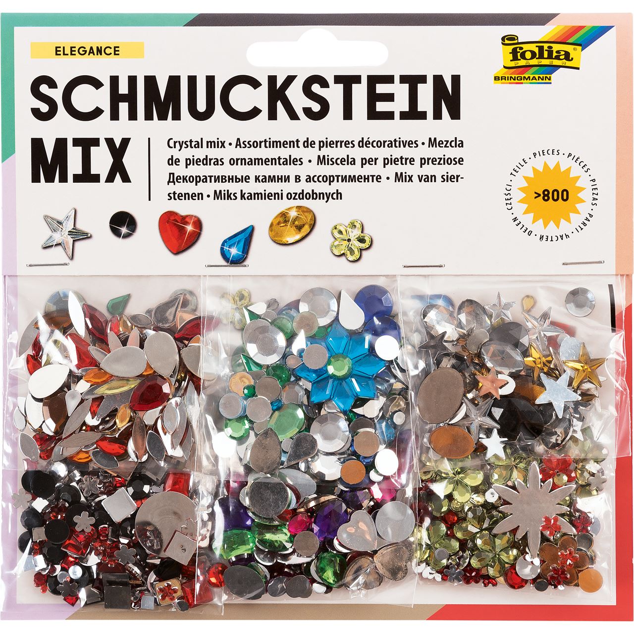 folia Schmucksteine mehrfarbig Elegance 800 Teile