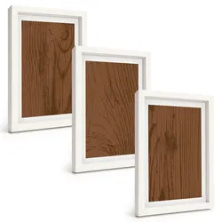 BILDER SET 3er Set - 20x30 cm Weißer Rahmen - Holzstruktur, Rinde, Minimalismus