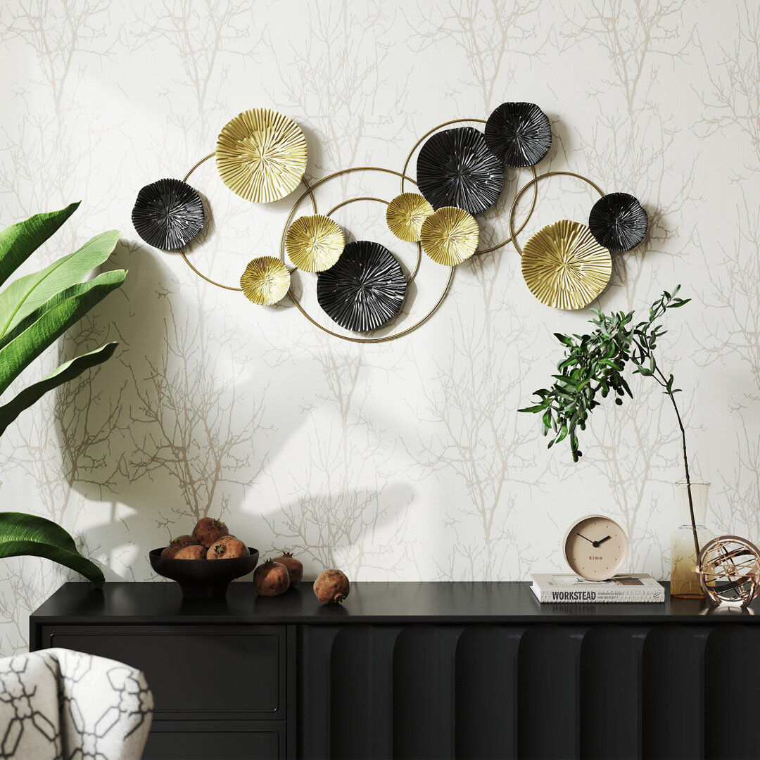 Fairmont Park HOMCOM Large Metal Wall Art, Modern Hanging Wall Sculpture, Gold Grey;Gold;Silver 58.5cm H X 118.5cm W