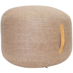 Hübsch, Hocker, Pouf mit Lederhenkel (50 x 50 x 35 cm)