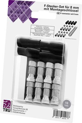 TRU COMPONENTS TC-6936308 F-Stecker mit Knickschutztülle Anschlüsse: F-Stecker Kabel-Durchmesser: 7mm 1 Set