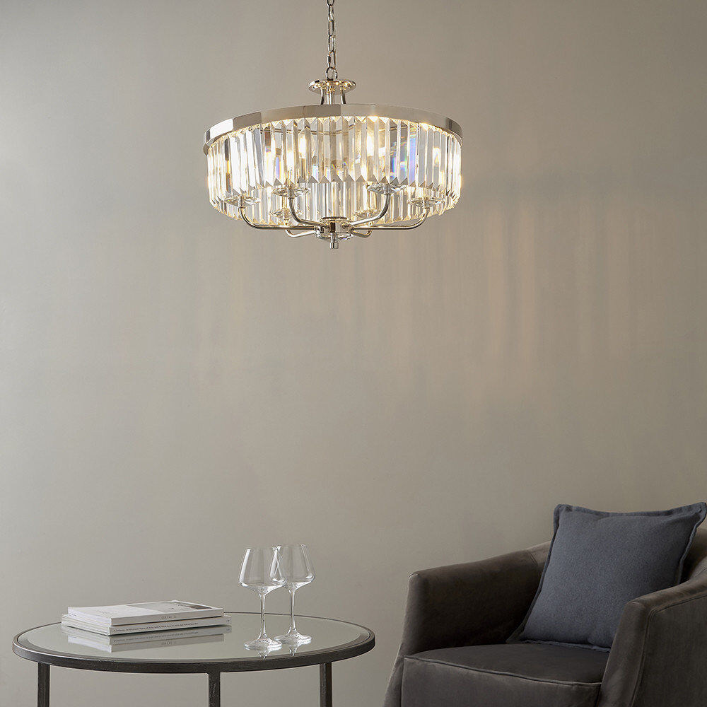 Mercer41 Bothell 6 - Light Crystal Chandelier Bright Nickel 36cm H X 55cm W X 55cm D