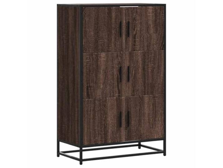 Fisinber Highboard in Eichen-Optik 68x35x106,5 cm Kommode Holzwerkstoff Stilvoller Beistellschrank für Wohnzimmer und Flur, struktureller Stauraum auf 3 Ebenen mit stabiler Metallkonstruktion.