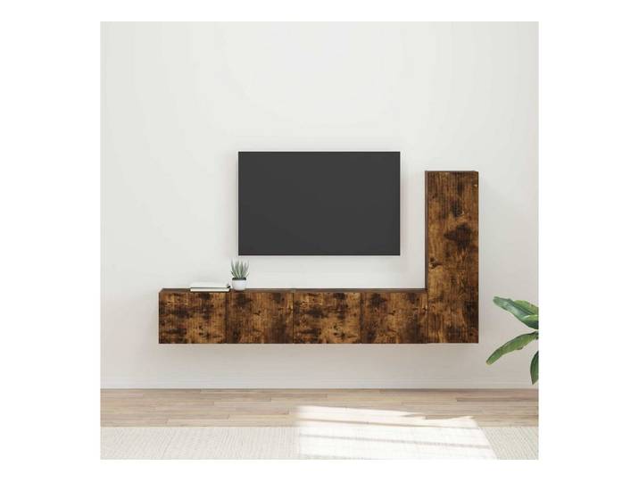 furnicato TV-Schrank TV-Schranksystem Wandhalterung Geräucherte Eiche (1-St) Geräumiges Lowboard mit Wandhalterung und viel Stauraum