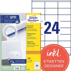 AVERY Zweckform Etiketten 3422 weiß 70,0 x 35,0 mm
