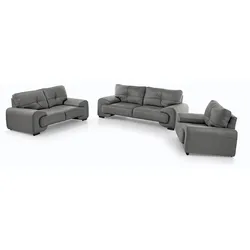 SITZGARNITUR Omega, zwei Sofas und Sessel, aus Kunstleder, Grau