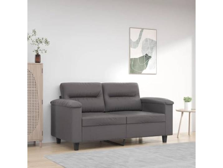 HEFZGDB Graues 2-Sitzer-Sofa 120 cm Breite Kunstleder Polsterung Modernes Wohnzimmer Möbel Langlebiges Metallgestell Bequeme Sitzfläche Schmutzabweisende Reinigung Luxuriöses Design