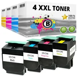 Druckfuxx, Toner, 4x XL Toner für LEXMARK C540 C540N C543DN C544DN C544DTN C544DW C544N SET