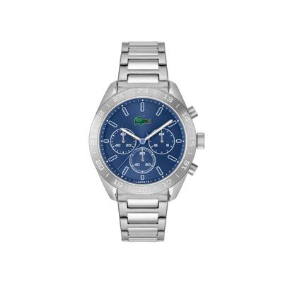 Chronograph LACOSTE "BOSTON", blau (silberfarben, blau), Armbanduhren, Herren, Chronograph, Quarzuhr, Armbanduhr, Herrenuhr, Edelstahlarmband, analog, Jahr, Monat