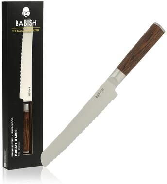 Babish High Carbon 1.4116 German Steel Full Tang 8-Inch Bread Serrated Knife for Slicing Bread, Crusting & Artisan Loaves