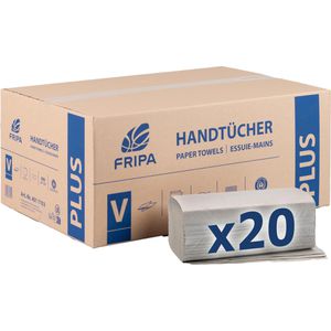 Fripa Papierhandtücher Plus, 4011103, 1-lagig, Zick-Zack-Falz, natur, Recyclingpapier, 25 x 23 cm, 5000 Stück