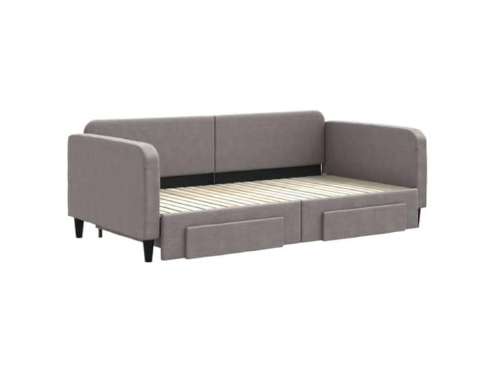 KTHLBRH Ausziehbares Schlafsofa hellgrau 100 x 200 cm Stoff Struktur aus Holz und Metall, Lattenrost inklusive, 2 notwendige Matratzen, Wohnzimmer und Schlafzimmer