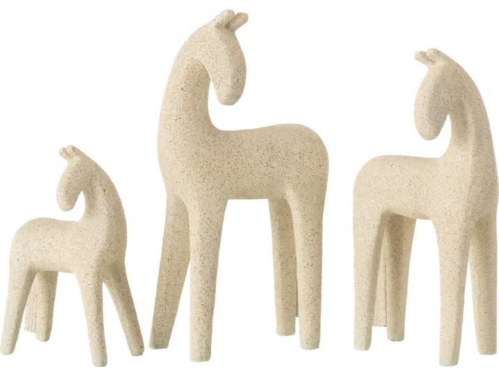 J-Line decoratie Paard Modern - polyresin - beige - set van 3