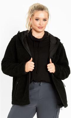 Plus Size Women's Kyla Fleece Zip Front Jacket by Avenue in Black (Size 14)