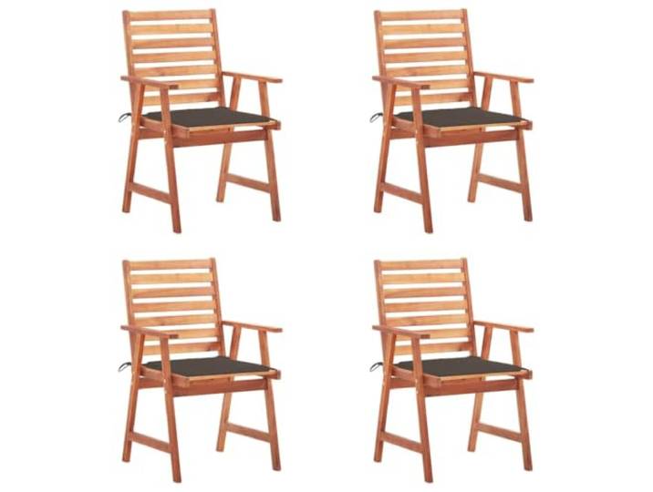 GHVBNMF Gartenstühle 4er Set mit Kissen Akazienholz Holzstühle Komfortable Armlehnenstühle aus echtem Akazienholz inklusive weichen Sitzauflagen für Veranda, Balkon und Terrassen.