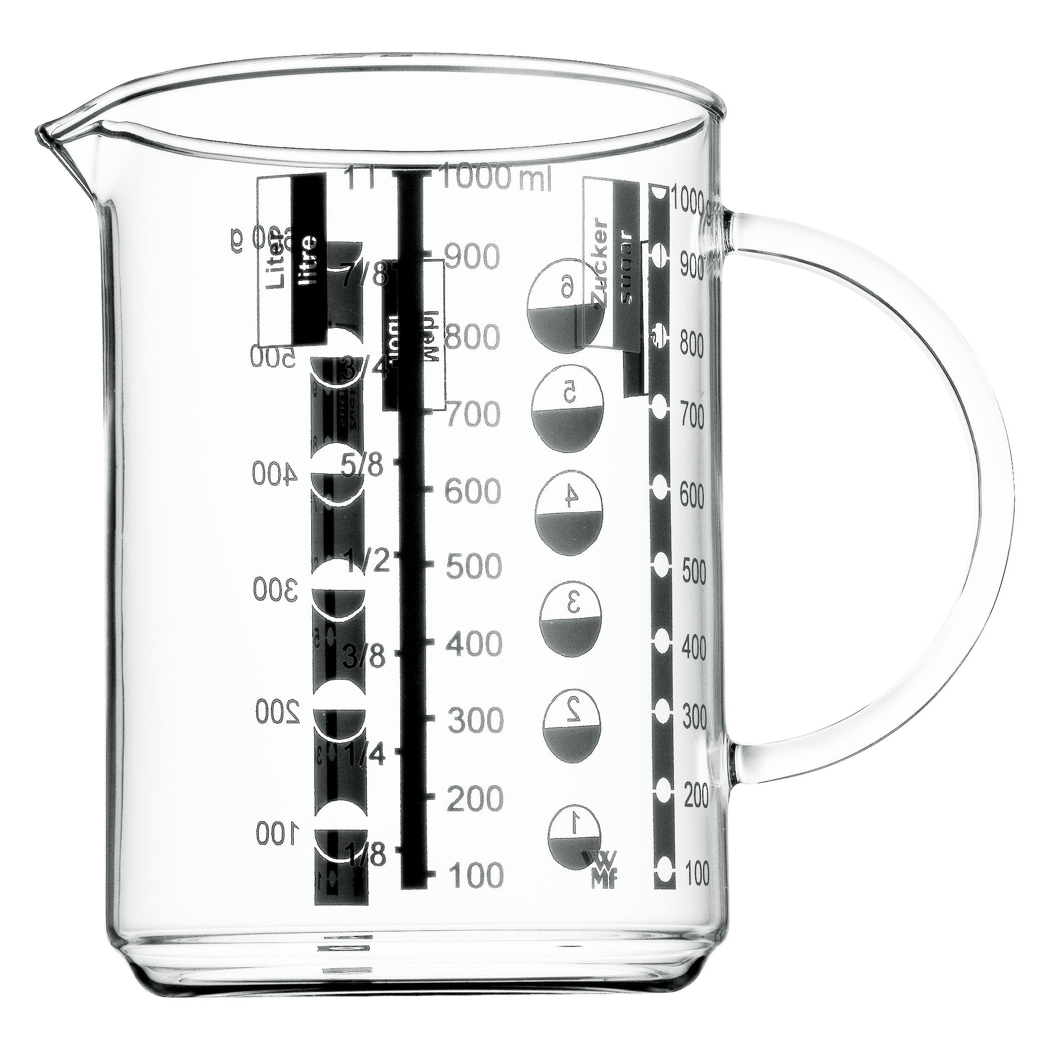 WMF Messbecher 1,0l Skalierung 4 Masseinheiten Gourmet hitzebeständiges Glas (1000 ml) (06.0597.2000)