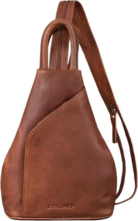 Famanu Kleine Vintage Rucksack Schultertasche aus Echtleder - 2 in 1 Handtasche