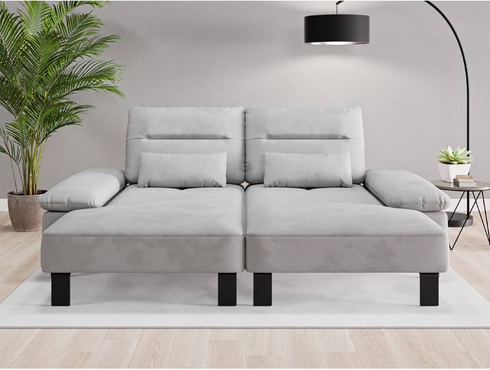 Loveseat Tokio - Grau (Achatgrau) - Vintage Velours