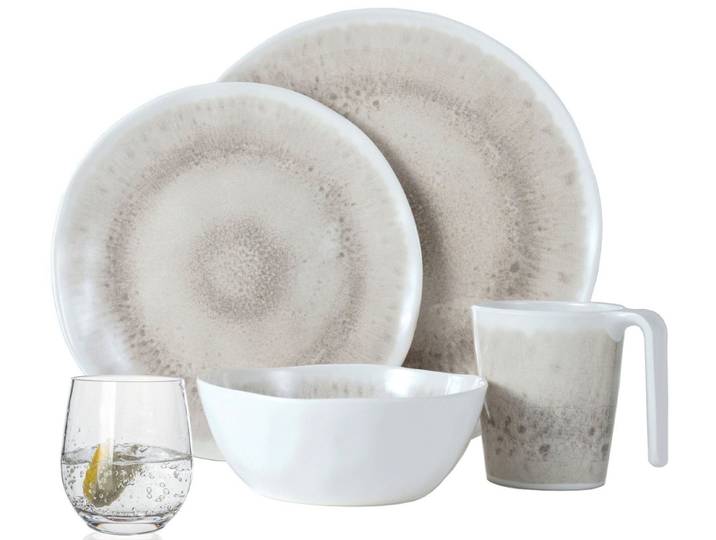 Moritz Geschirr-Set Camping Geschirr 4 Personen Amboss 16 Teilig + 4 Tiamo Wassergläser