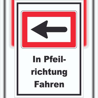 HB-Druck In Pfeilrichtung fahren links Symbol und Text Aufkleber A3 (297x420mm)