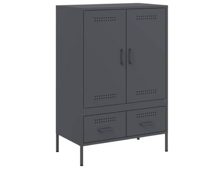 Fisinber Highboard Anthrazit 68x39x101,5 cm Metall Schrank mit Türen Industrie Beistellschrank für Wohnzimmer und Schlafzimmer mit Schubladen und verstellbaren Füßen für Stabilität