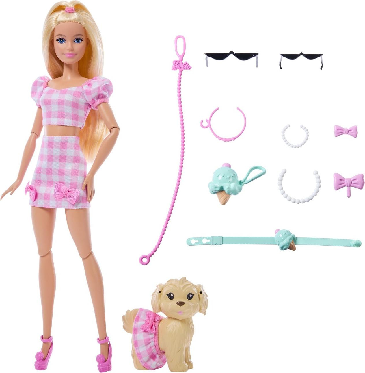 Barbie Twinning Looks fashionpop met hond in roze ruitjesoutfits