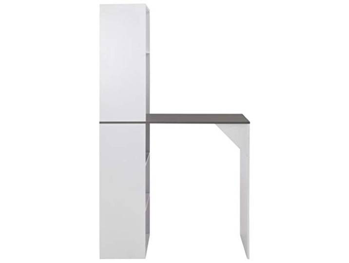KGHERMDF Bartisch mit Schrank Weiß 115x59x200 cm Holzwerkstoff, L-förmiger Rahmen, Stauraum für Weinflaschen, für Küche und Essbereich