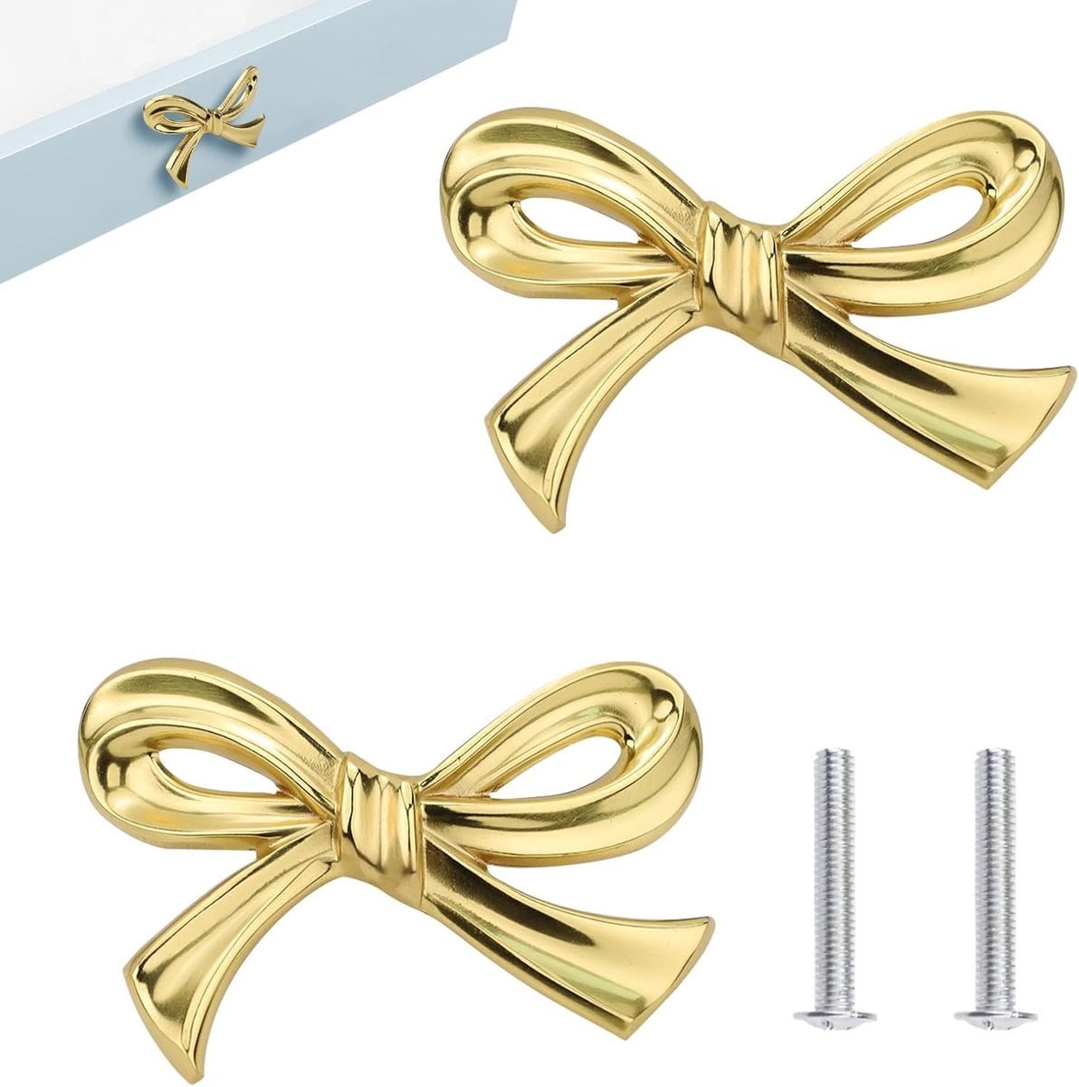 SnelShoppen Set van 2 Vintage Gouden Ladeknoppen van Messing voor Kasten en Meubels