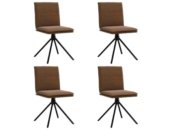 Todiikf Esszimmerstühle 4er Set Braun Mikrofaser Polsterstuhl Metall Bequeme Küchenstühle im 4er Set mit weichem Mikrofaserbezug, kompakter Sitzfläche und stabilen Beinen aus Metall.