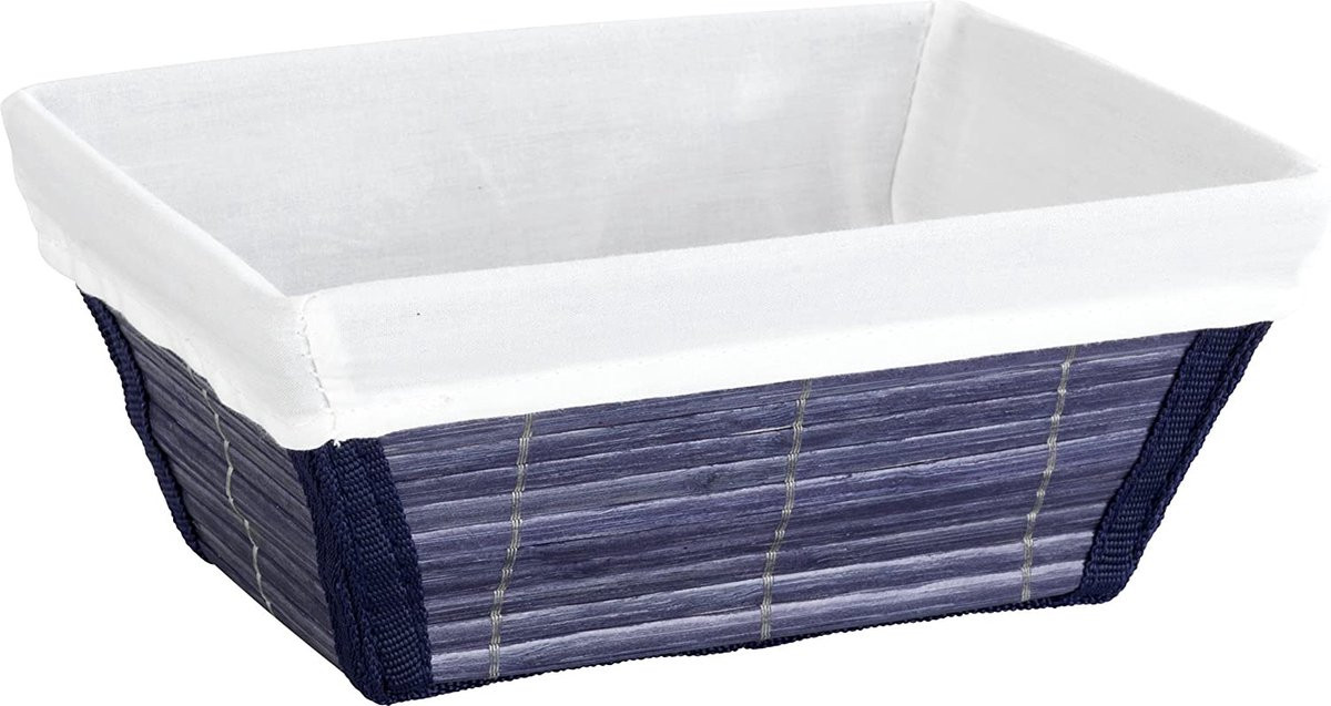 WENKO Opbergmand Bamboo donkerblauw - Bamboe en textiel - B: 19,5 cm, D: 9 cm, H: 15 cm