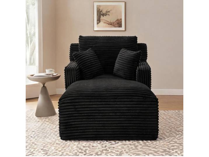 Canapé relax en velours côtelé matte black convertible en lit d'appoint pour salon ou bureau