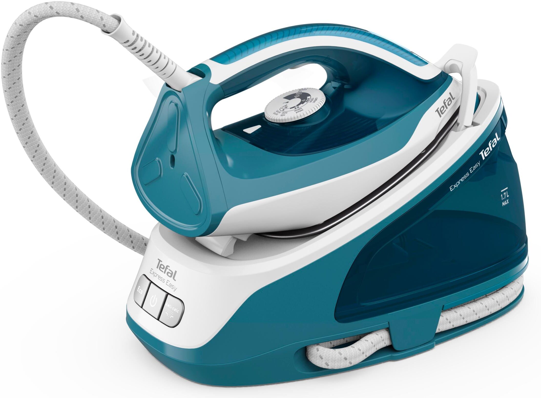 Dampfbügelstation TEFAL "Easy SV6131CH", blau (blau, weiß), Dampfbügelstationen, Dampfbügelstation blau, weiß Einheitsgröße
