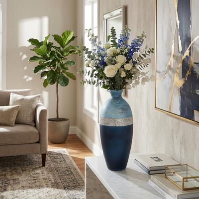 Sagebrook Home Decorative Vase - Blue Glass Tri-colored Glittered, 18 in.