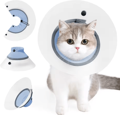 Inspire Curations ComfortGuard Adjustable Recovery Collar For Cats blue m