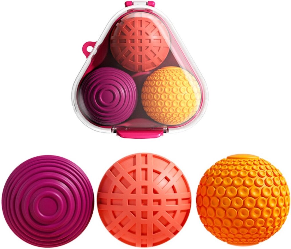 INF Magnetische sensorische Kugeln 3er-Set Groß – Strukturiertes PVC mit silikonummantelten Neodym-Magneten, Stress-Fidget mit Rosa