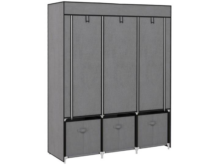 Armoire pliante en tissu fermeture éclair tissu non tissé gris foncé 125 x 43 x 162 5 cm