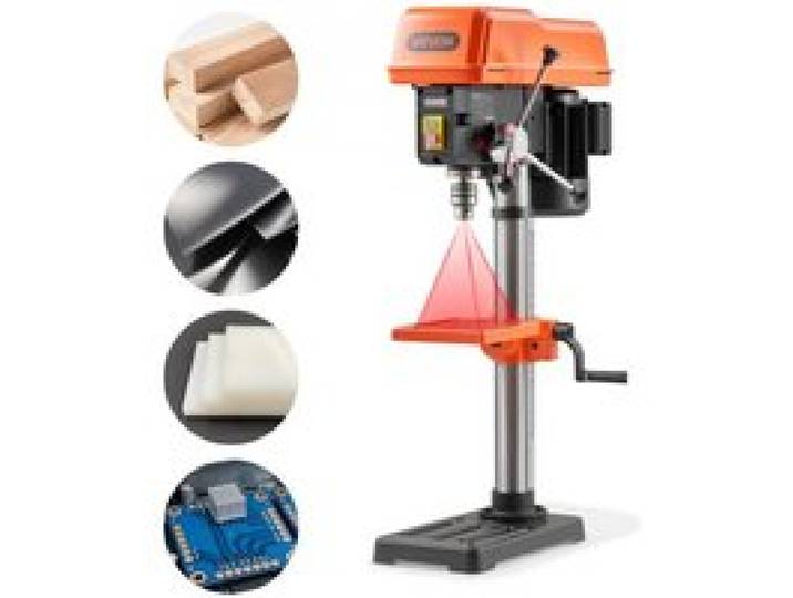 VEVOR Tischbohrmaschine 254 mm, Säulenbohrmaschine 400 W, Standbohrmaschine mit Drehzahlregelung 440 bis 2600 U/min, Laser, Neigbarer Tisch 45° & LED, Bohrmaschine für Holz- & Metallbearbeitung