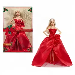 Barbie Signature 2026 Holiday Barbie Sammlerpuppe mit rotem Festkleid, Zertifikat & Puppenständer