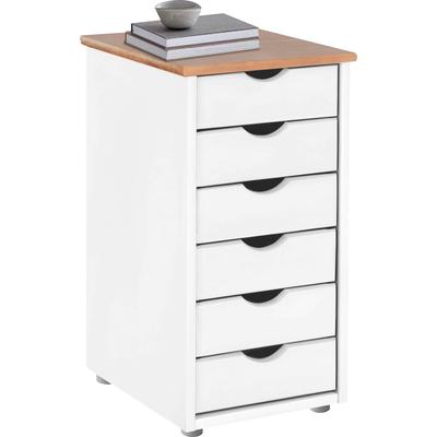 Kommode OTTO HOME "Gava", beige (natur, weiß), B:39cm H:66cm T:34cm, Sideboards, Kommode, aus massivem Kiefernholz, mit Stauraummöglichkeiten, Breite 39 cm