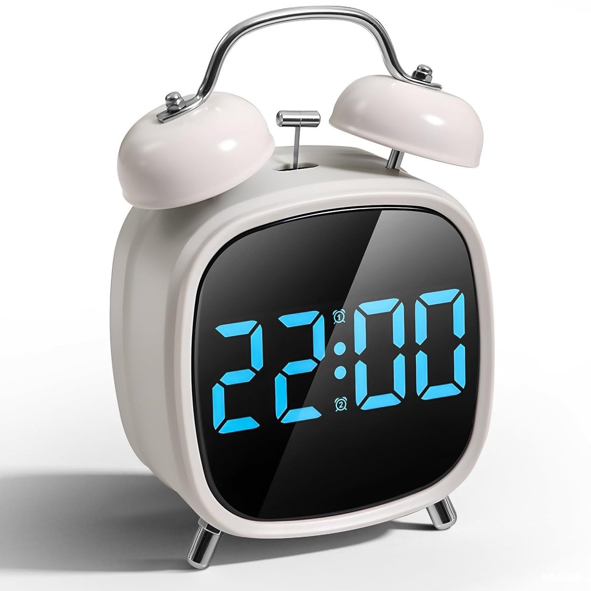 Retro Digitale Wekker met Luide Bel en LED-Display, Wit